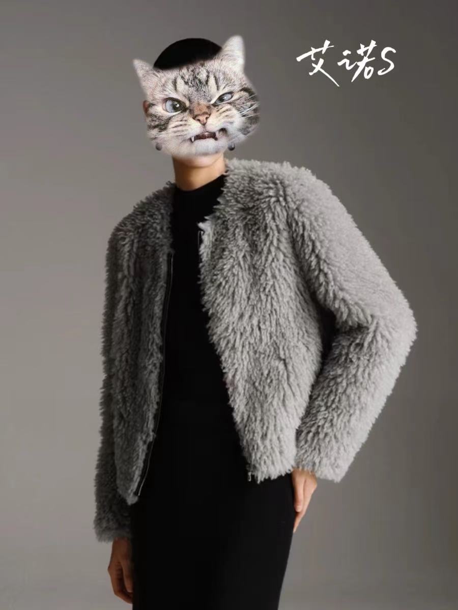 2024冬季新款时尚百搭圆领气质宽松外套女1026