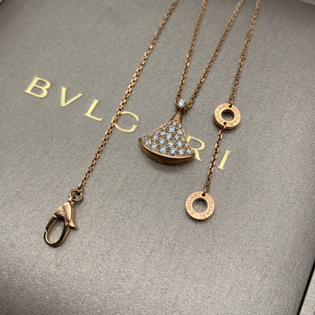 99新 BVLGARI/宝格丽 24年全套 满钻扇子 小号 玫瑰金色 