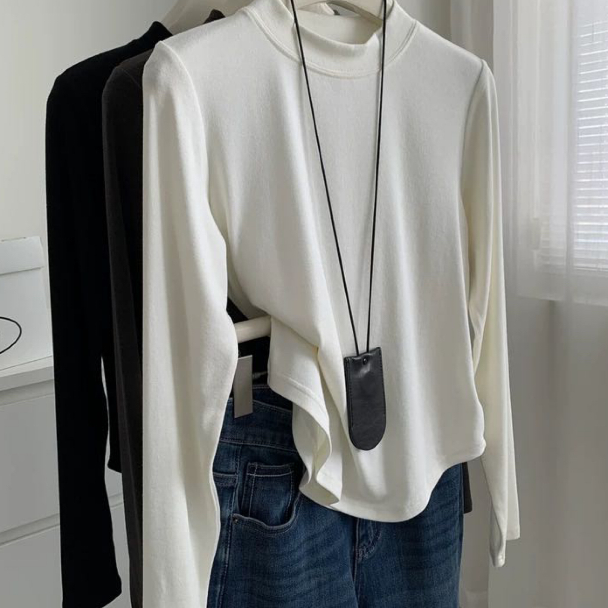 “奶油暖冬”混纺半高领保暖显瘦内搭长袖T