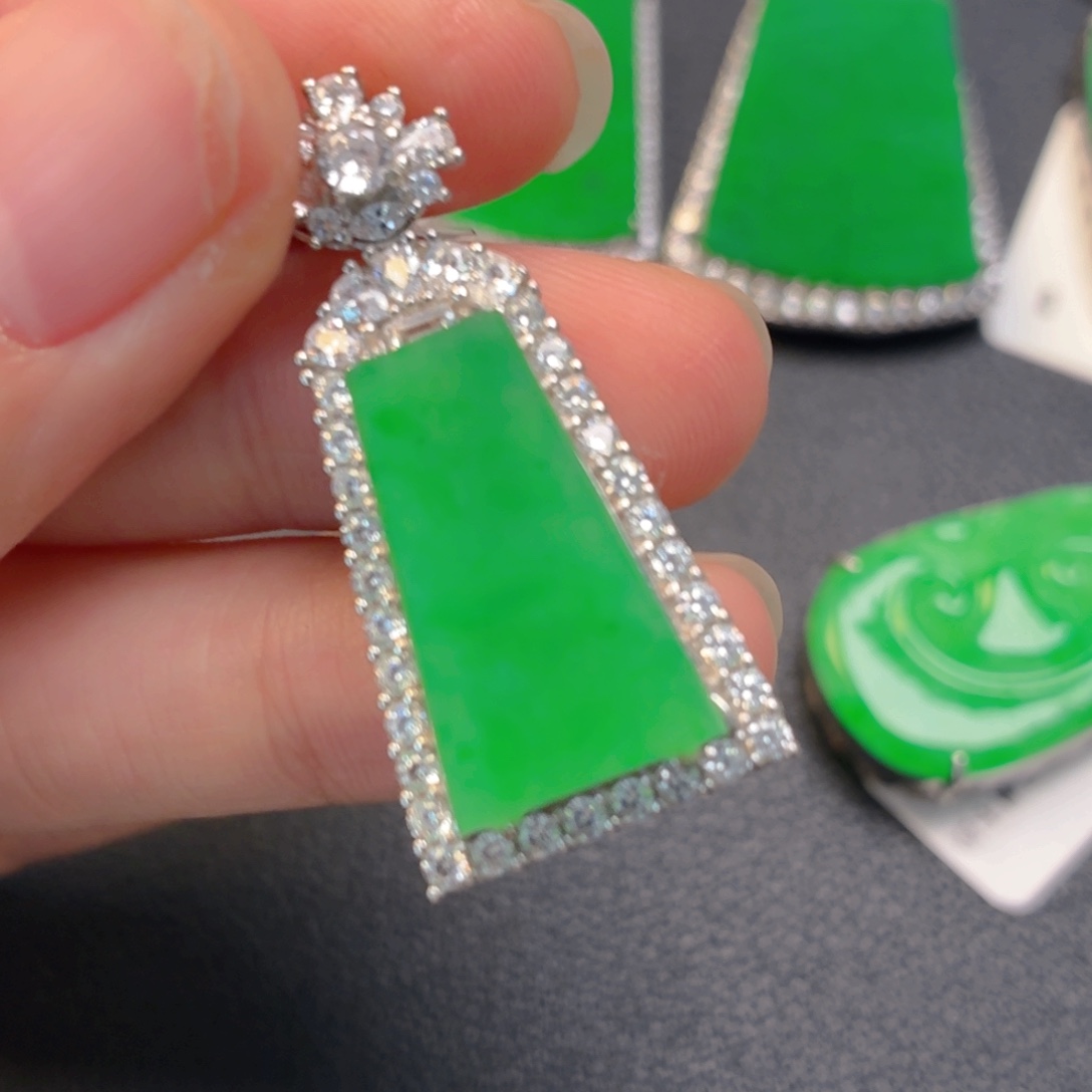 翡翠银S925镶嵌吊坠(不含链)