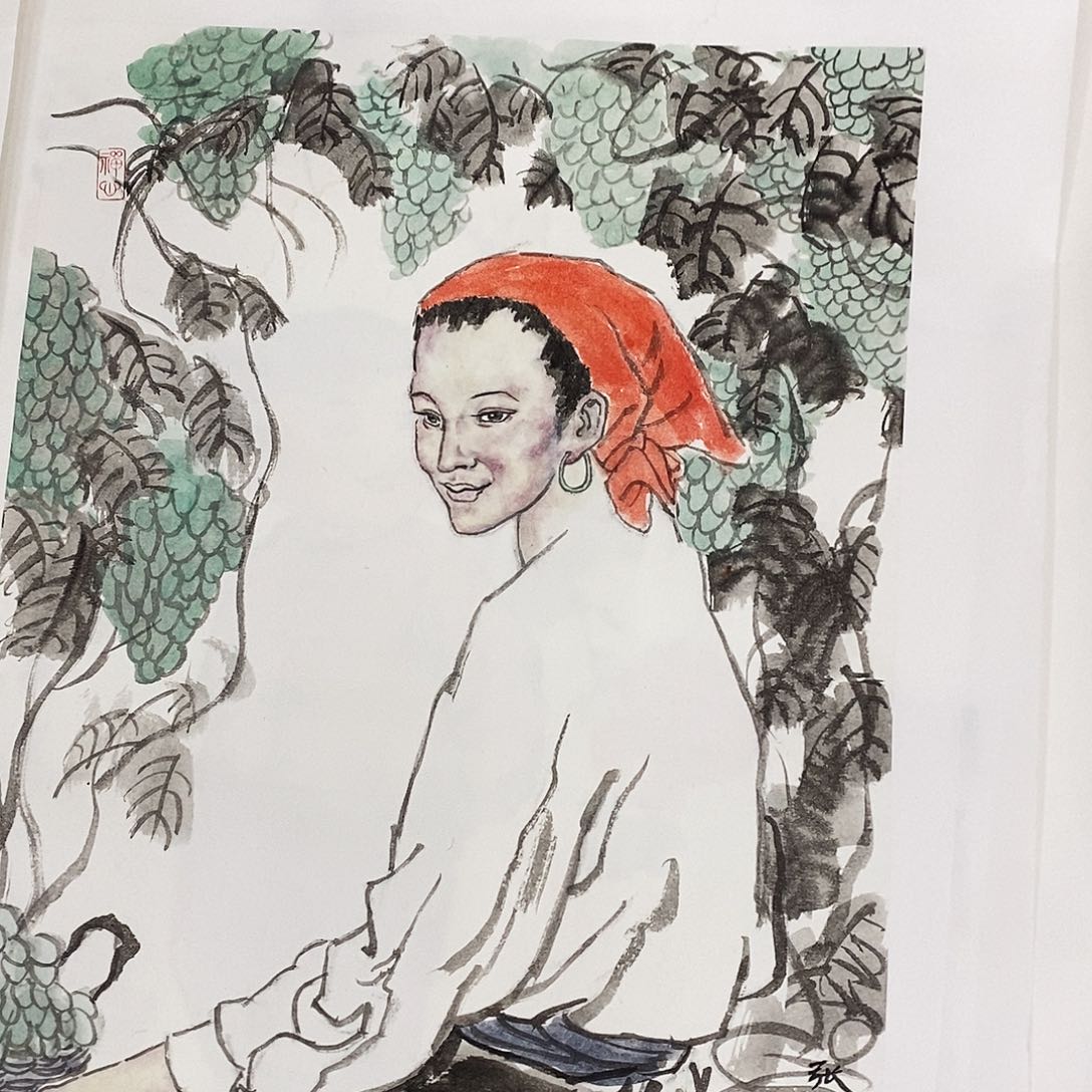 国画肉干一大盆水的样子