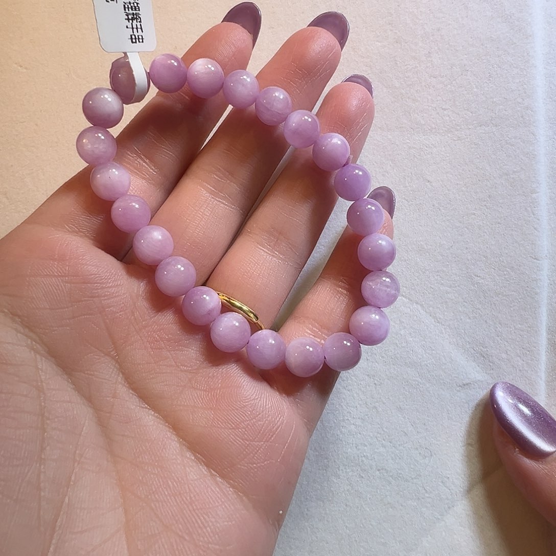 锂辉石未镶嵌手串8咪A级别冰糯猫眼紫锂辉手串