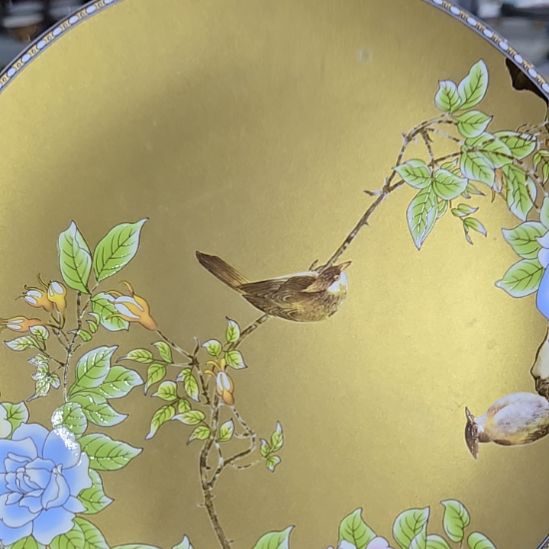 瓷片瑕疵爆花琴瑟和鸣8寸4个浅盘66666