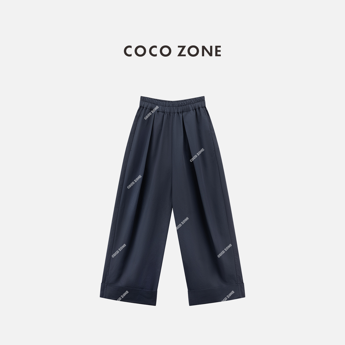 COCO ZONE 刘一一"机能裤"设计感翻边松紧腰百搭直筒裤 CC1B1025