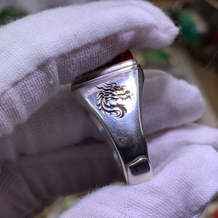 村***伙足银纯银纯手工制作开口戒指