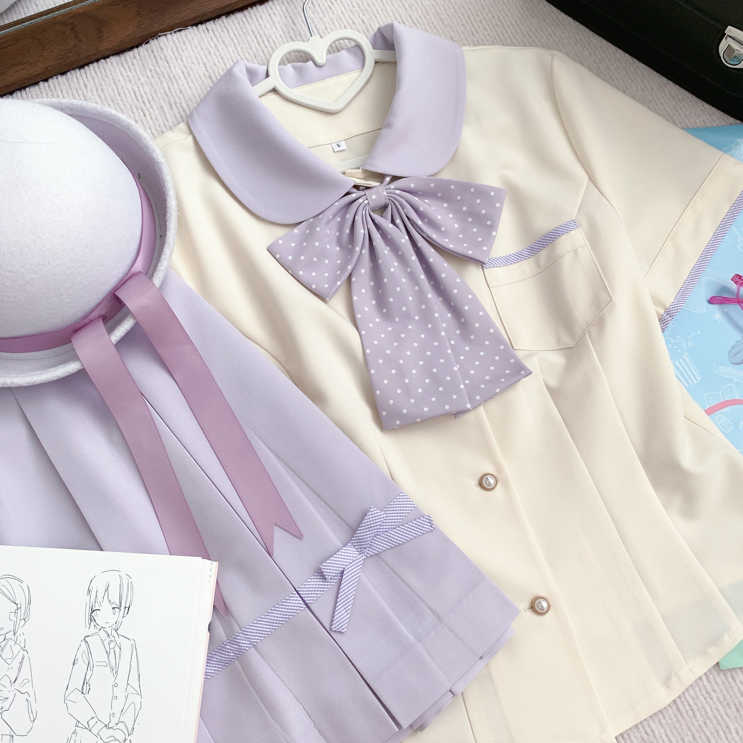 壹壹零式 原创小物波点领结纯色直条巾