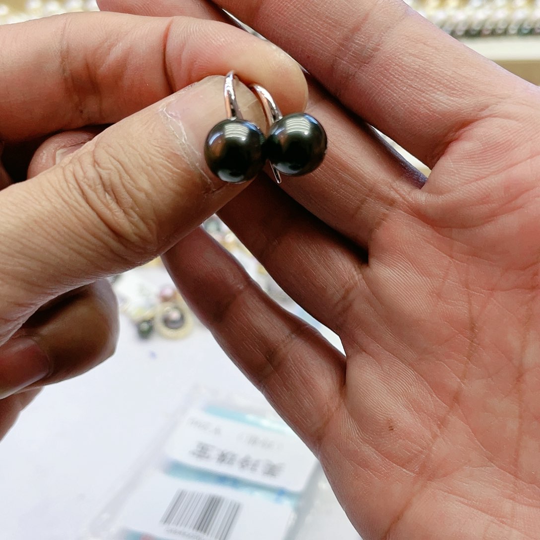 海水珍珠耳饰银S925镶嵌