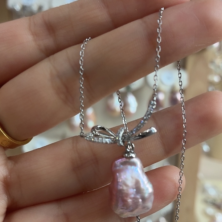 颈饰银S925镶嵌淡水珍珠