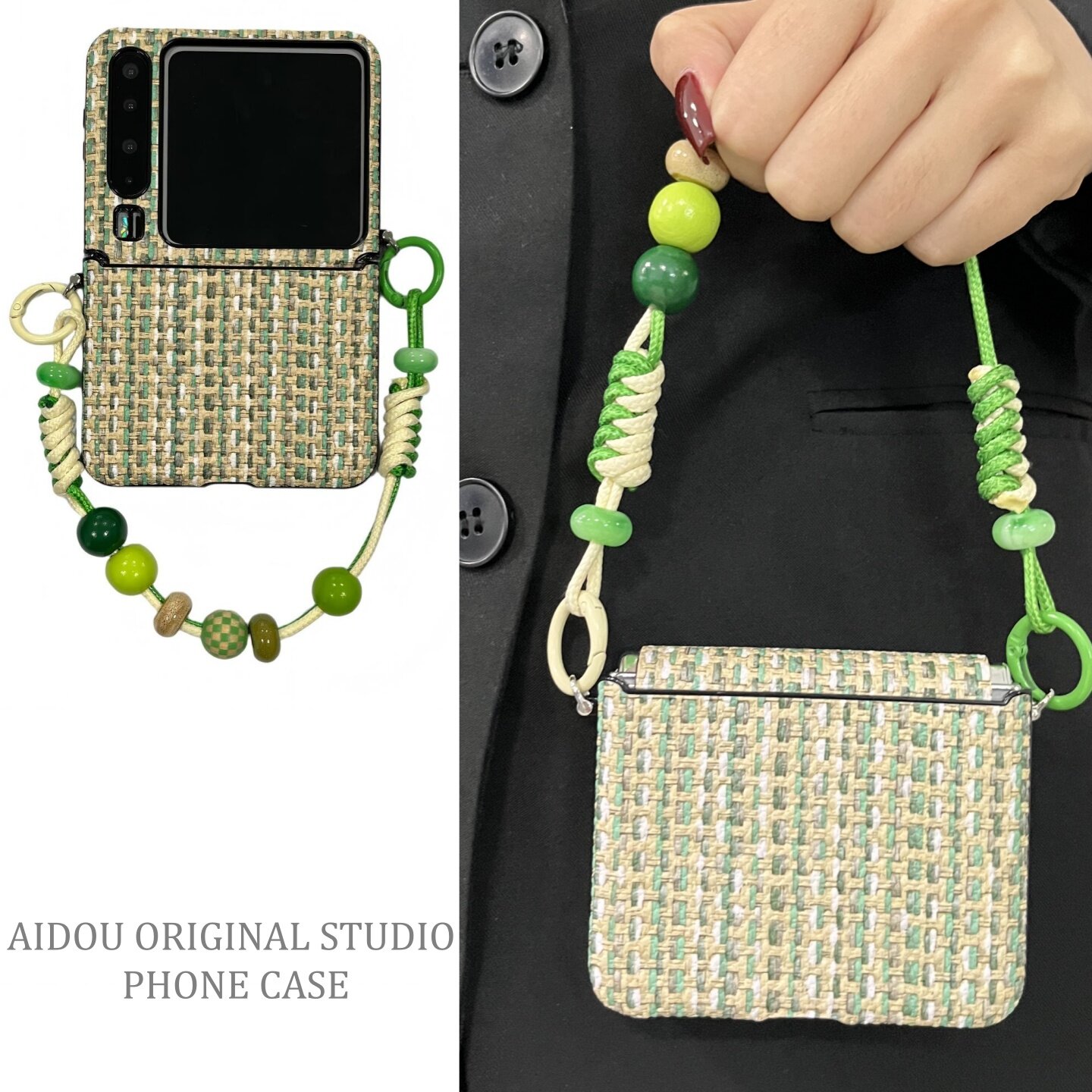 适用华为purax手机壳新款折叠屏侧扣编织撞色保护壳个性手提链