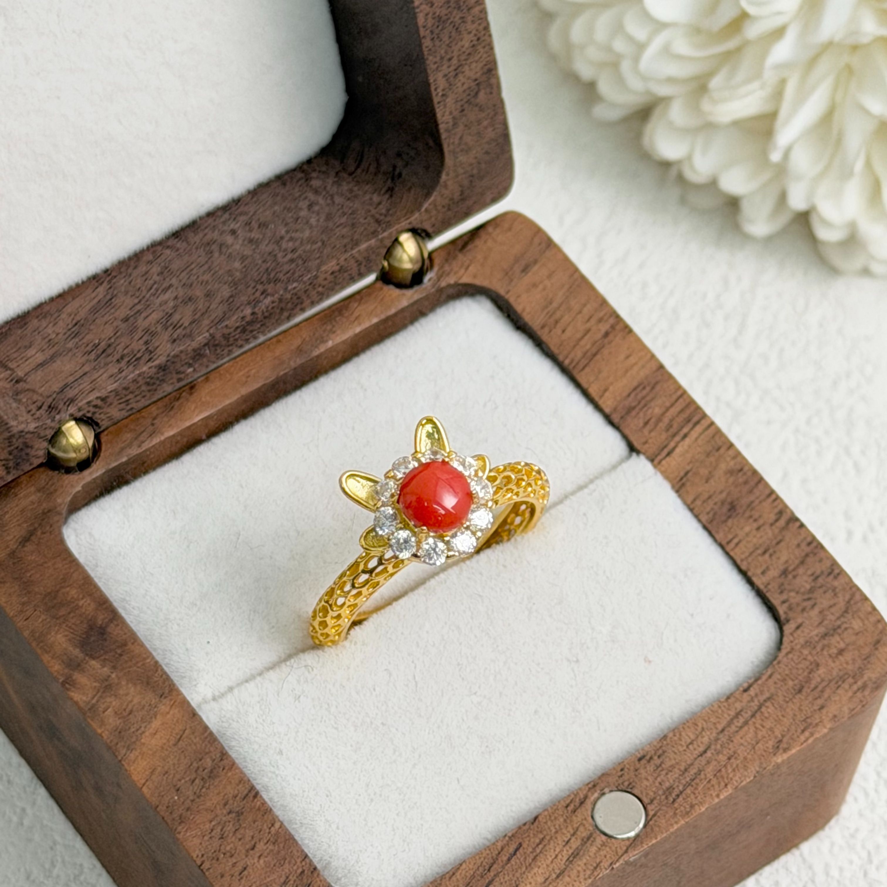 宝岛QL珊瑚 天然珊瑚 多样性 红珊瑚圆形戒指/29001378