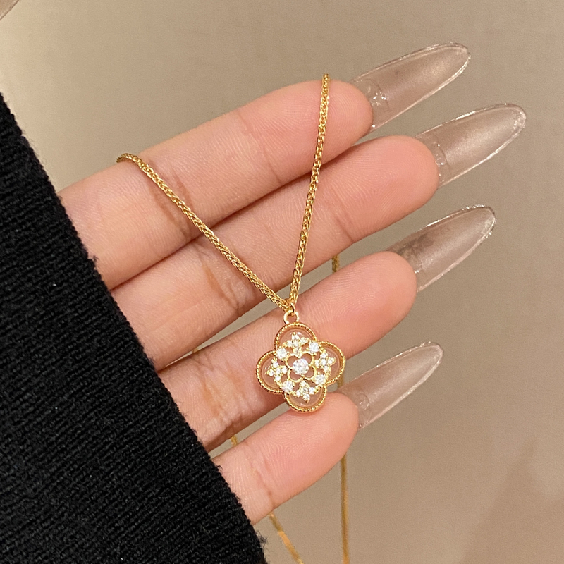 【幸运四叶花】简约高级感小众轻奢气质项链A3983