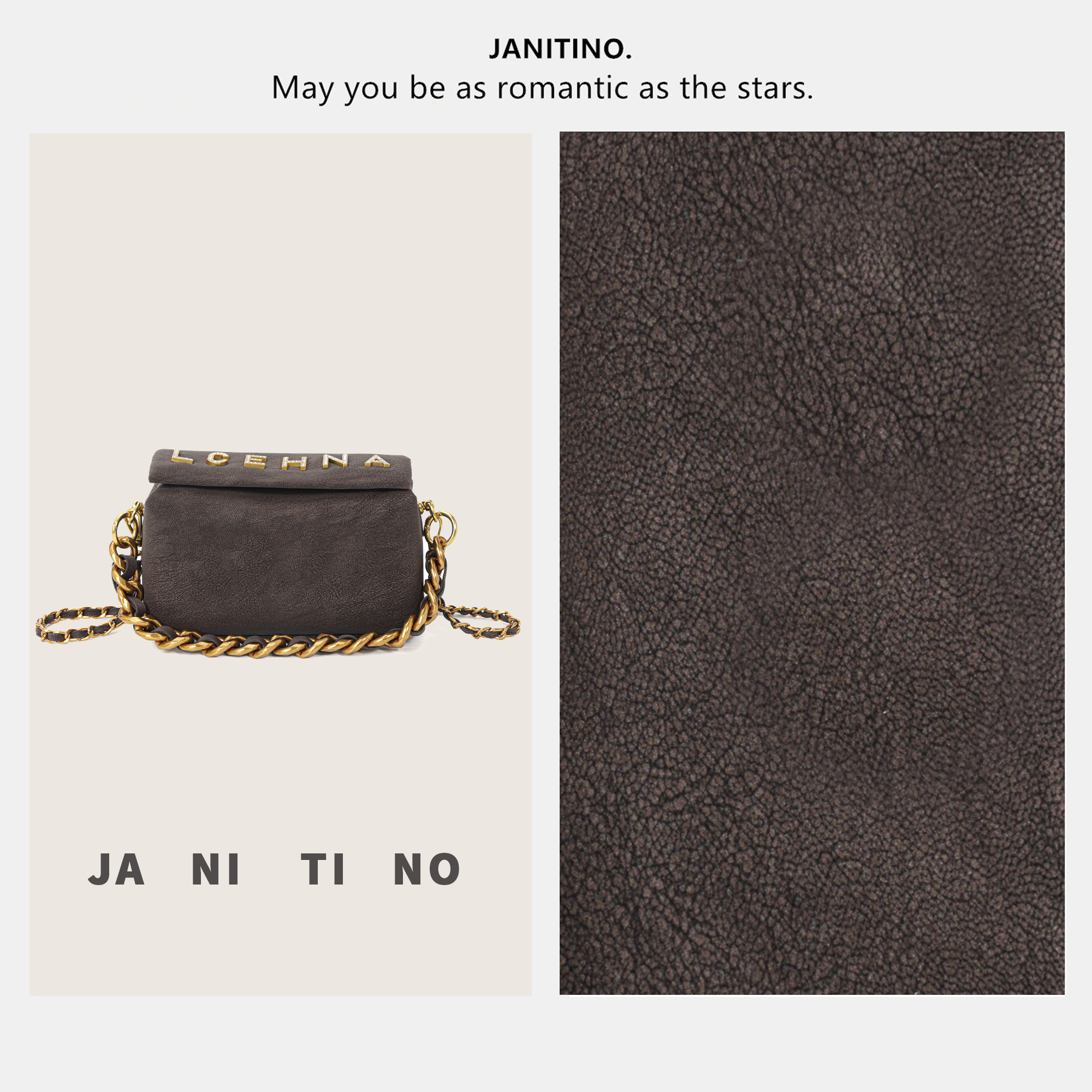 JANITINO/佳妮蒂诺姗姗家新款时尚复古女士单肩手提包2735咖色