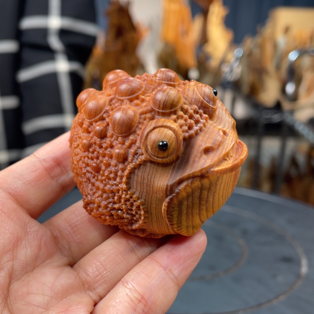 柏木（崖柏）手把件金蟾