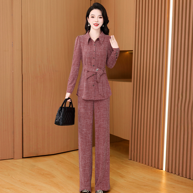 【两件套】24562梦晚春季优雅气质时尚大气休闲收腰显瘦套裤-ASJ