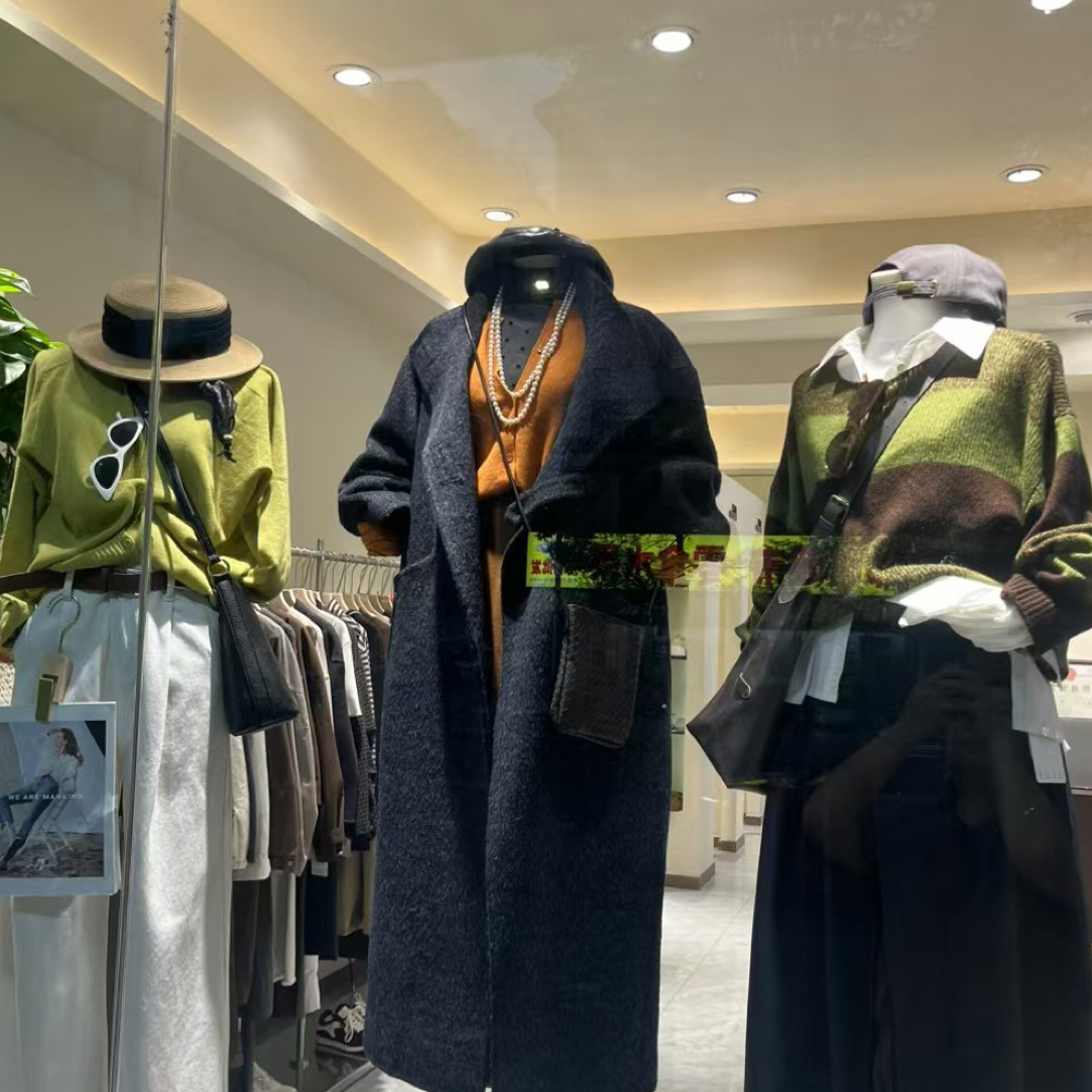 女士中长款加厚双面羊绒大衣秋冬新款深灰色呢外套