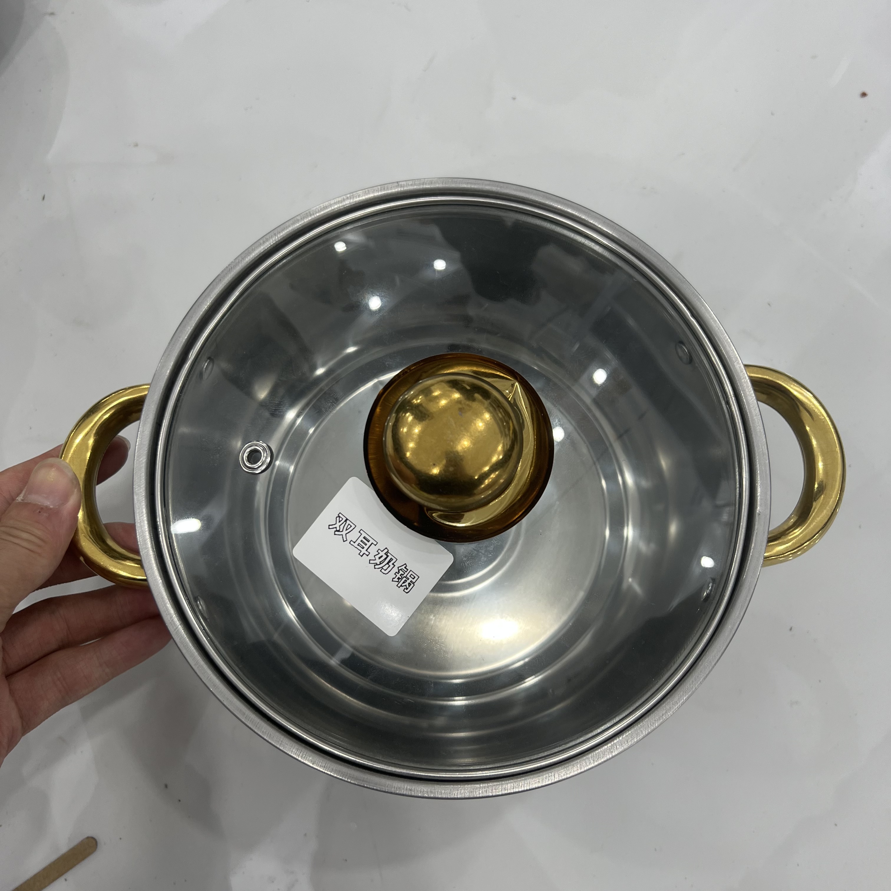 不锈钢双耳奶锅金耳b