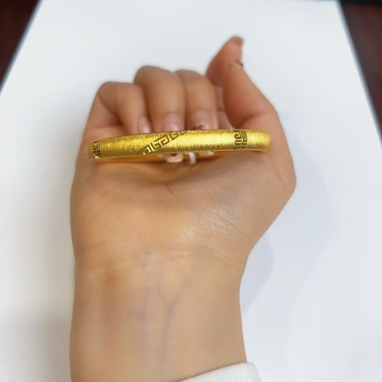足金百福经典手镯时尚百搭简约镯子精美1