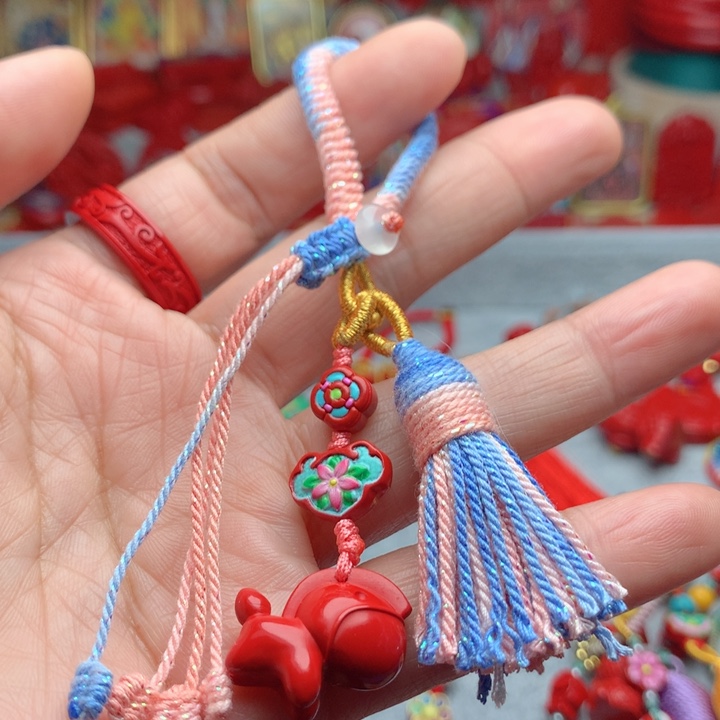 天然辰砂工艺品朱砂钥匙扣包包挂