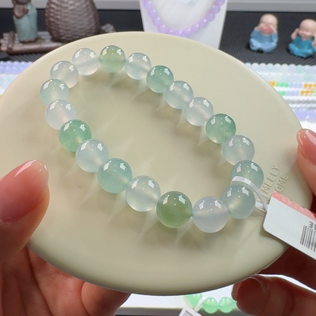 翡翠手链未镶嵌蒲*英力推清冷风多宝单圈10mm