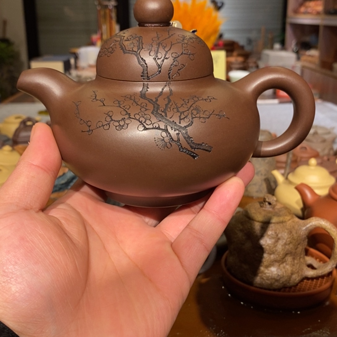 紫砂茶壶一***财细紫泥精工半手大华颖430cc