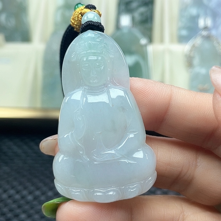 颈饰未镶嵌翡翠天然缅甸翡翠A货素衣观音