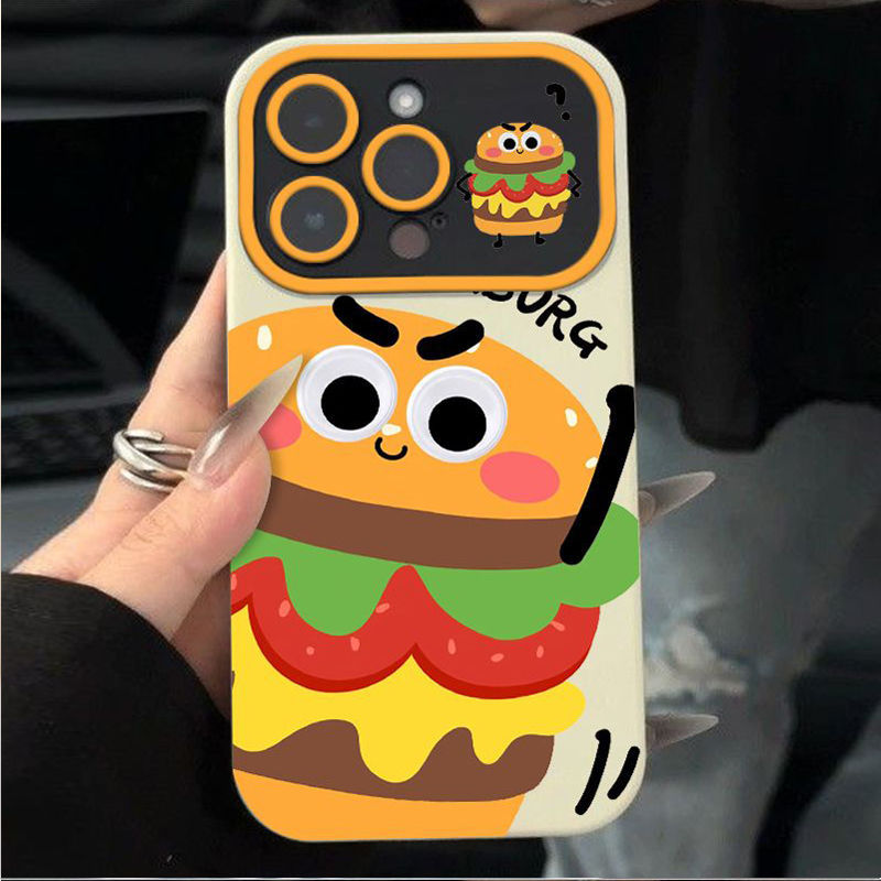 情侣汉堡苹果14手机壳iPhone15promax全包13大视窗12硅胶11防摔xs
