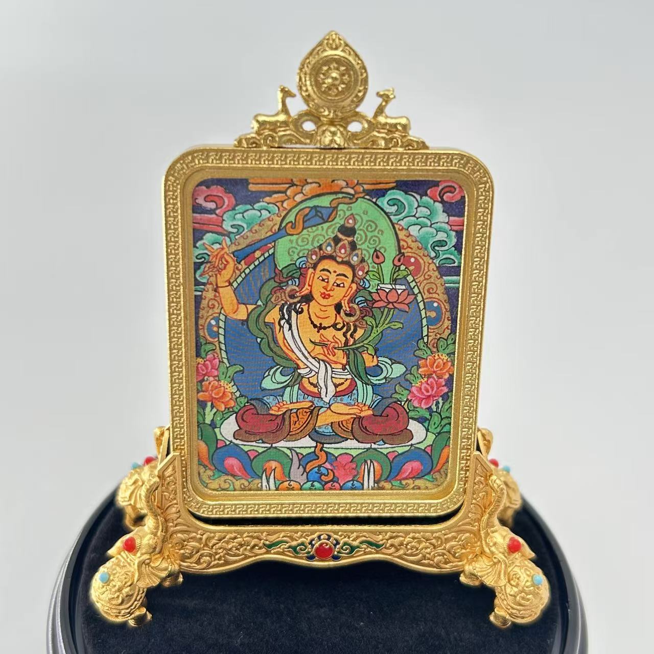 彩唐文殊唐卡挂坠 0684—唐华观物