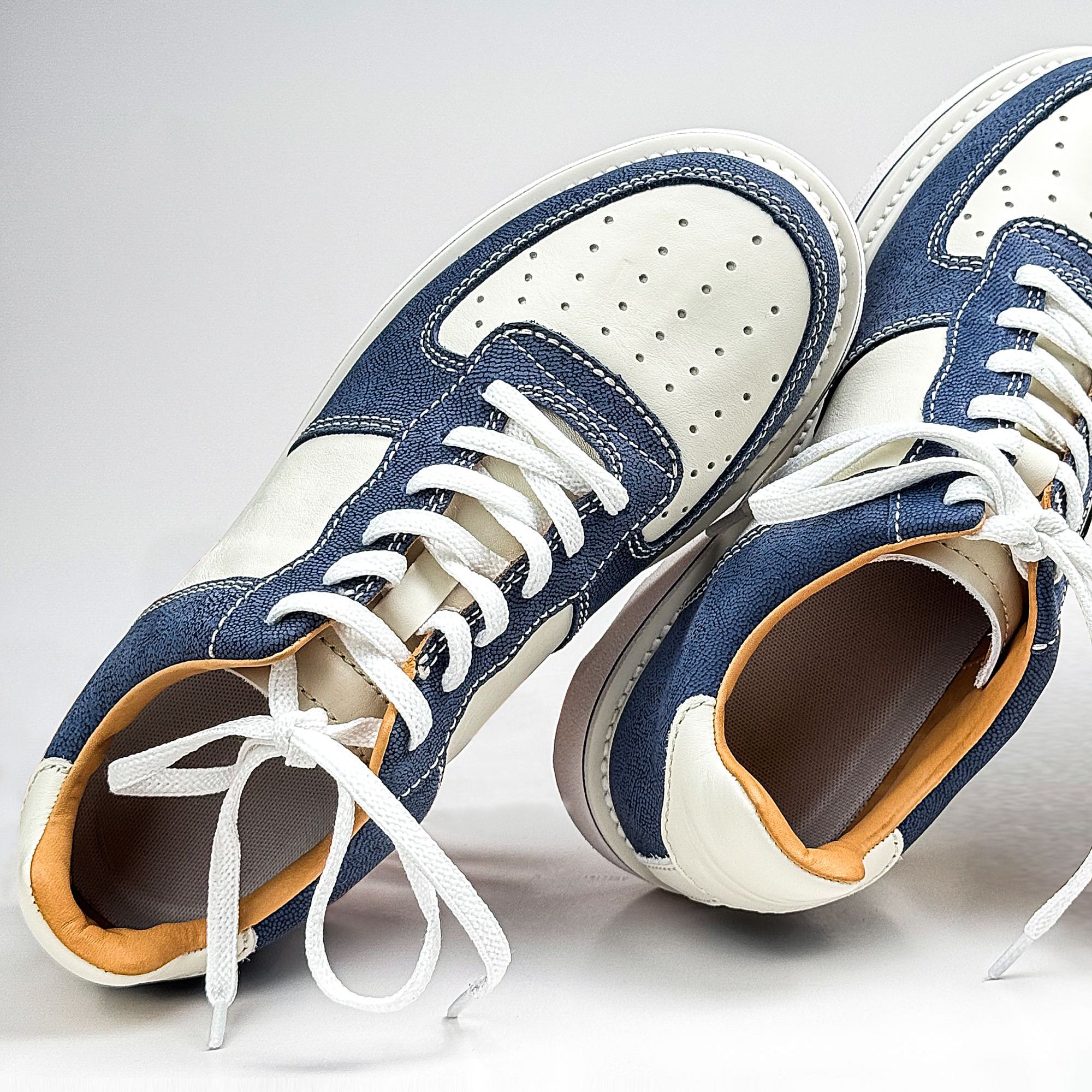 男鞋鞋子真皮蓝白色板鞋透气高级感低帮休闲百搭时尚工装鞋潮鞋