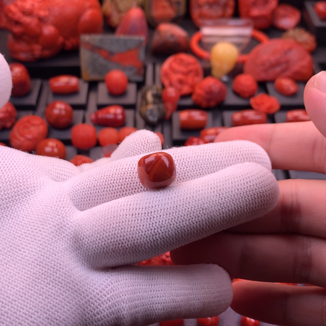 南红玛瑙未镶嵌川料瓦西原矿火焰纹满肉老型单珠13mm