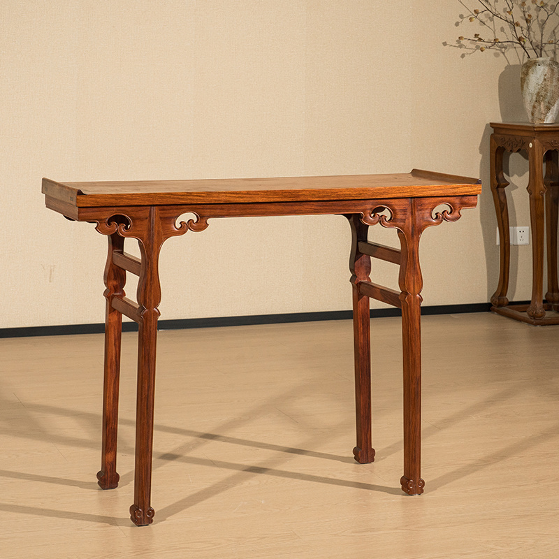 民国 黄花梨插肩榫如意云纹一块玉翘头案 中式海南黄花梨案