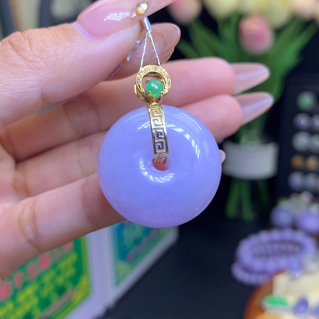 翡翠颈饰18K金镶嵌天然