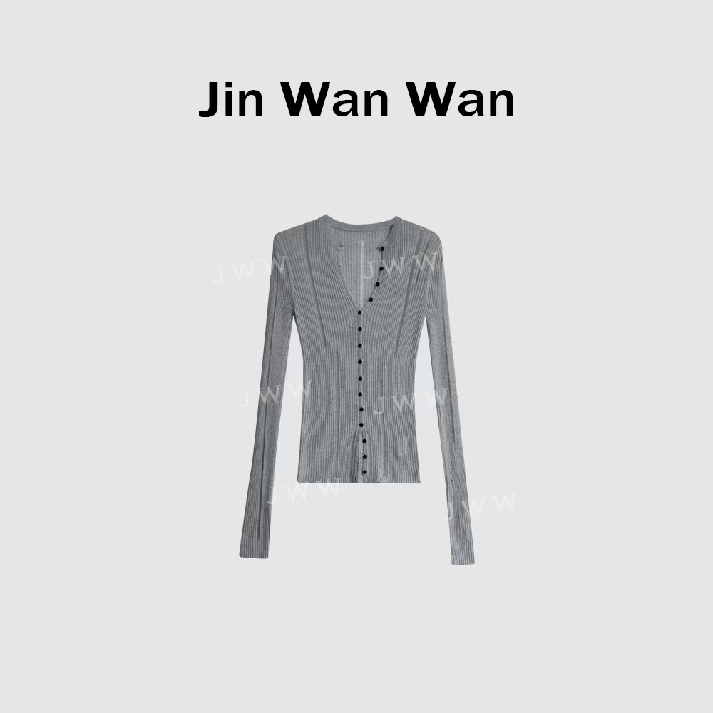 【织·愈】设计感破洞坑条针织开衫早春秋款极简风修身