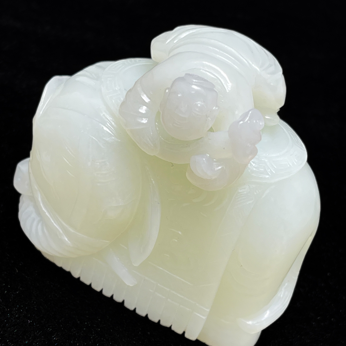 旧藏和田玉白玉象摆件把件吊坠挂件