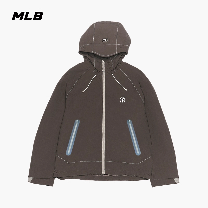 MLB男女情侣流光风潮流撞色明线户外连帽外套25秋季新款3AWJB0454