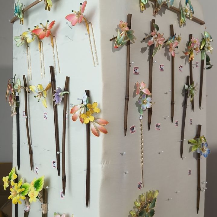 定制绒花发簪发梳