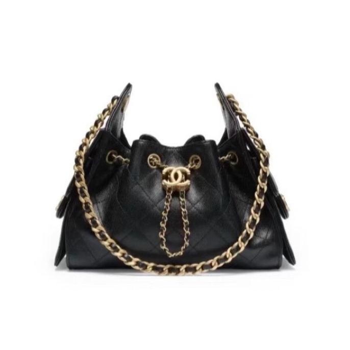 未使用 Chanel/香奈儿 黑金荔枝25bag mini 单肩包 芯