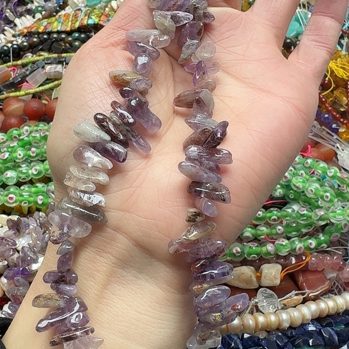 玛瑙/玉髓未镶嵌珠宝半成品一条紫幽灵卡子