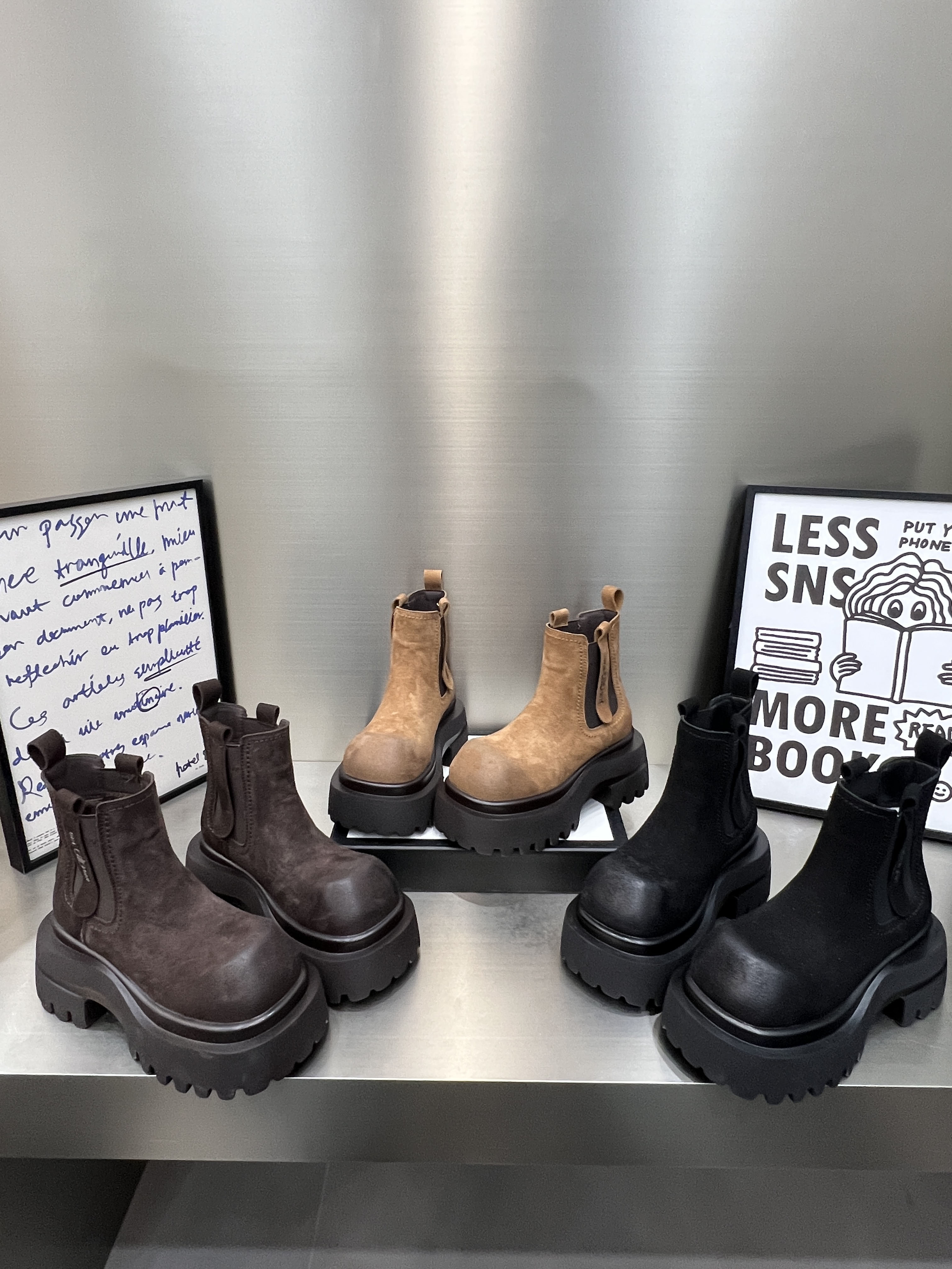  【8公分高级感马丁靴】秋冬潮流保暖厚底时尚休闲鞋擦色磨砂皮