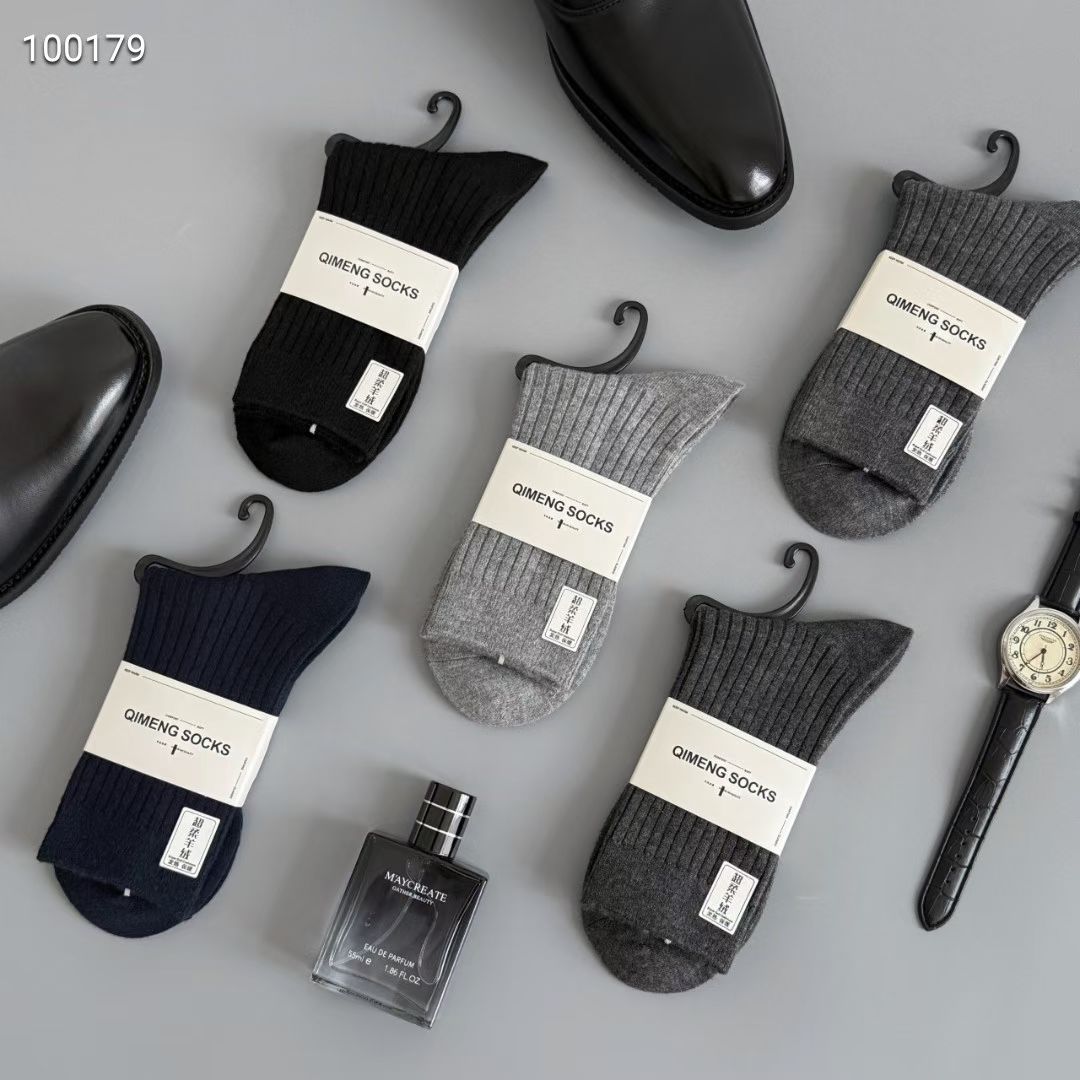 韩系风新款羊绒~竖纹微压复古感超绝男女中高筒厚款