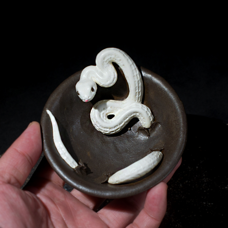 识器柴烧全手工蛇宝瓶茶壶黄秋阳雕塑手作主人杯日式备前烧泡茶器