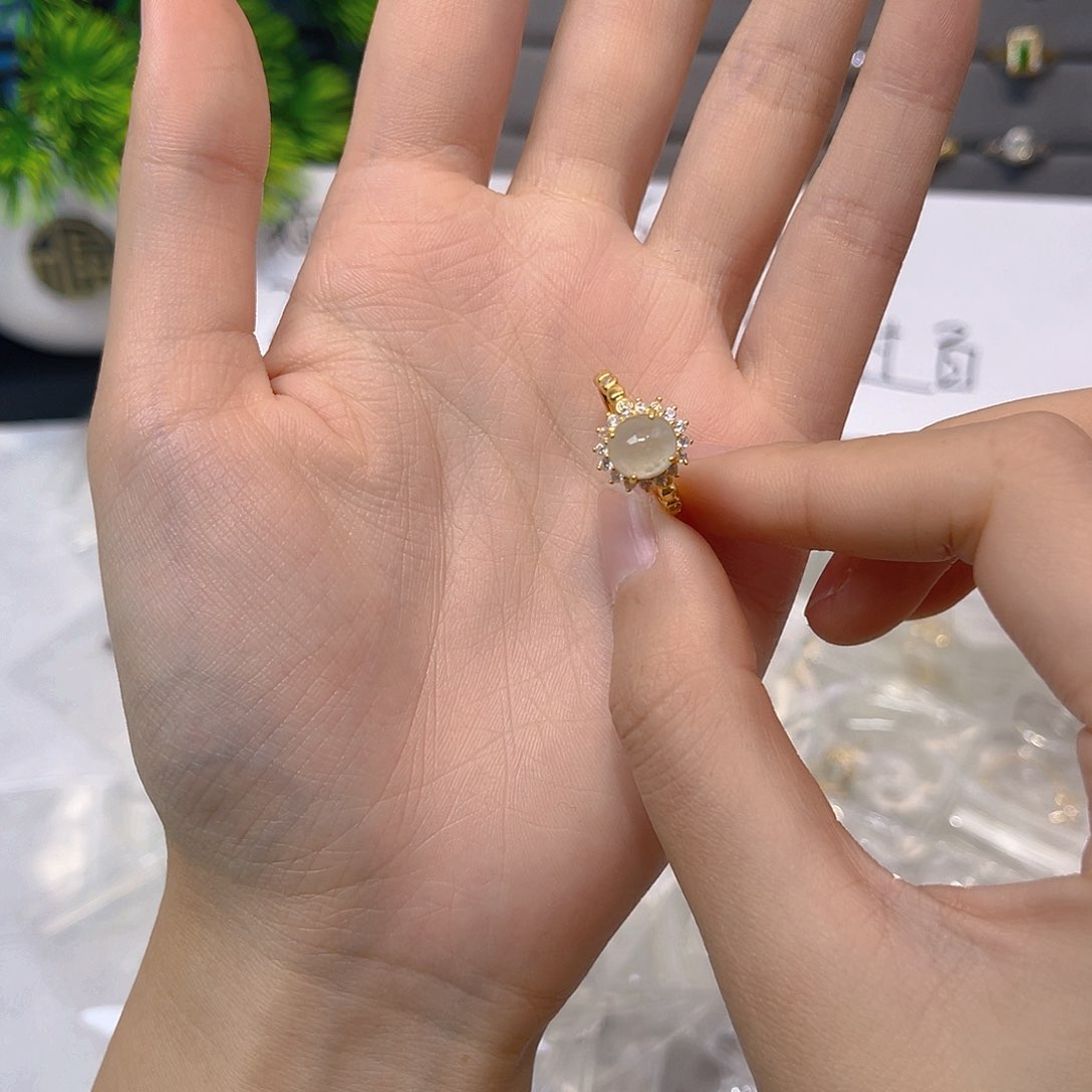 翡翠戒指银S925镶嵌我
