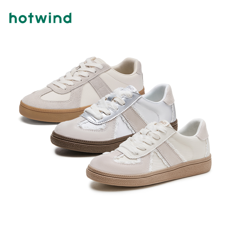 热风2025年四季德训鞋女士时尚休闲鞋透气低帮平底H14W25307