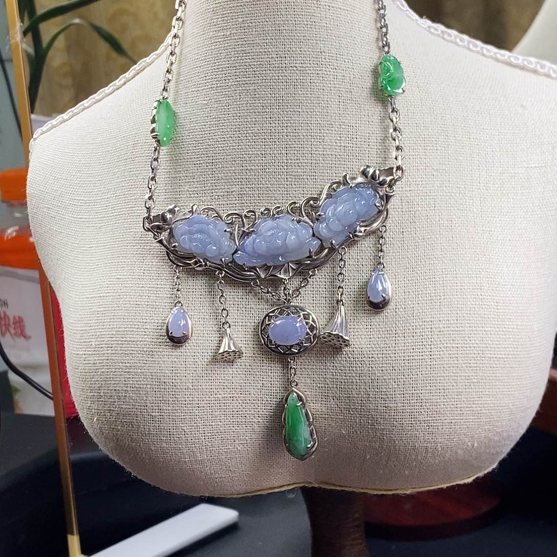 颈饰银S925镶嵌翡翠12751