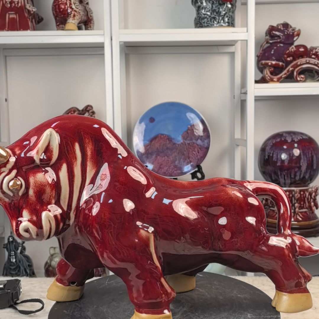 摆件钧瓷摆件神後鎮鈞瓷擺件