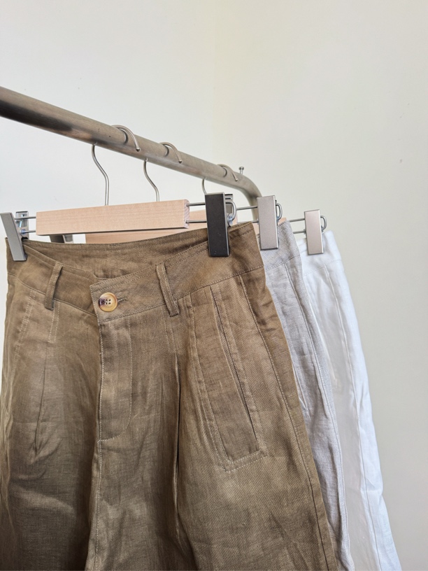 专柜同品2025新款宽松亚麻短裤