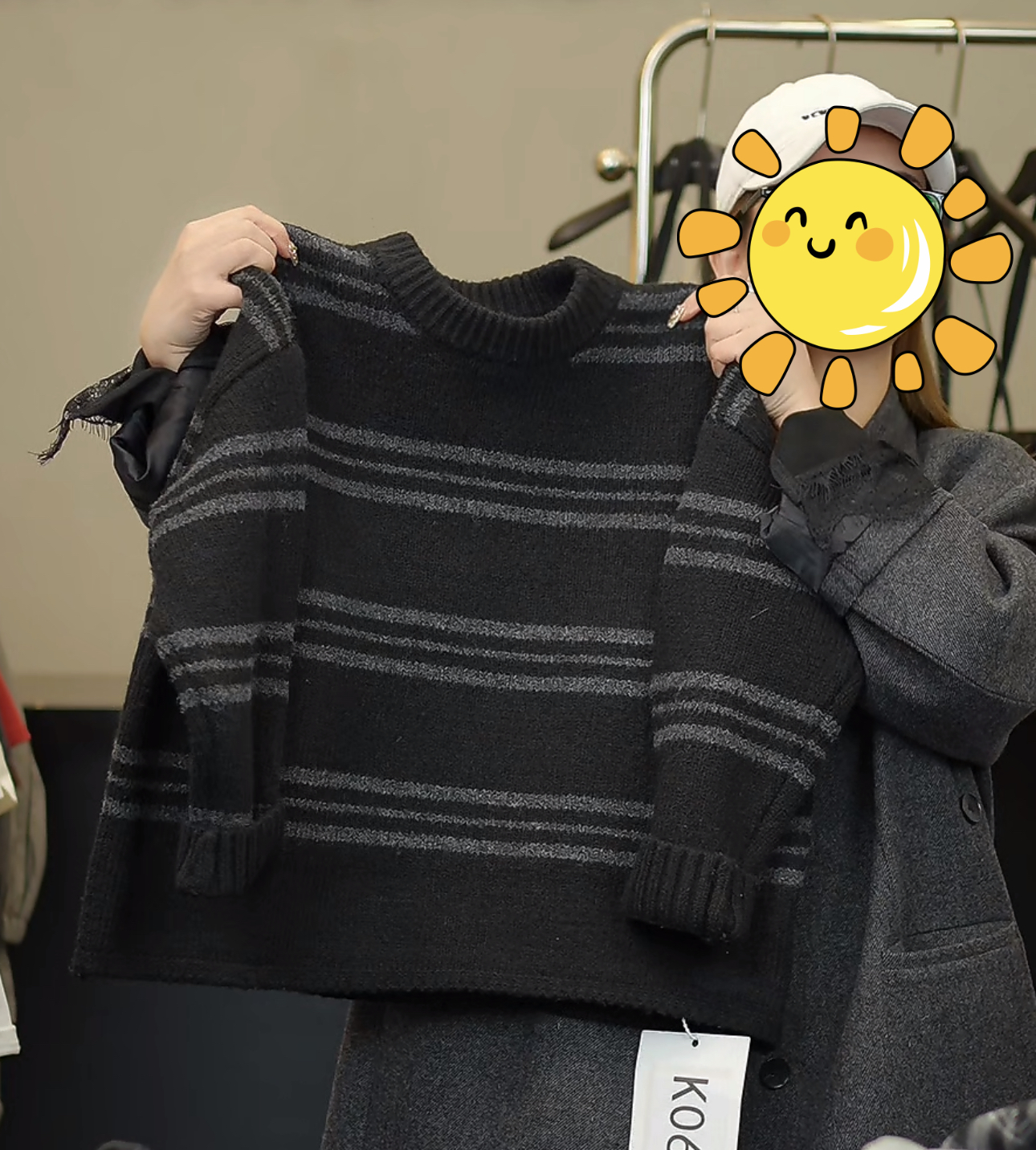 KM PERSONALITY2024 冬季新款儿童韩版时尚条纹毛衣 064