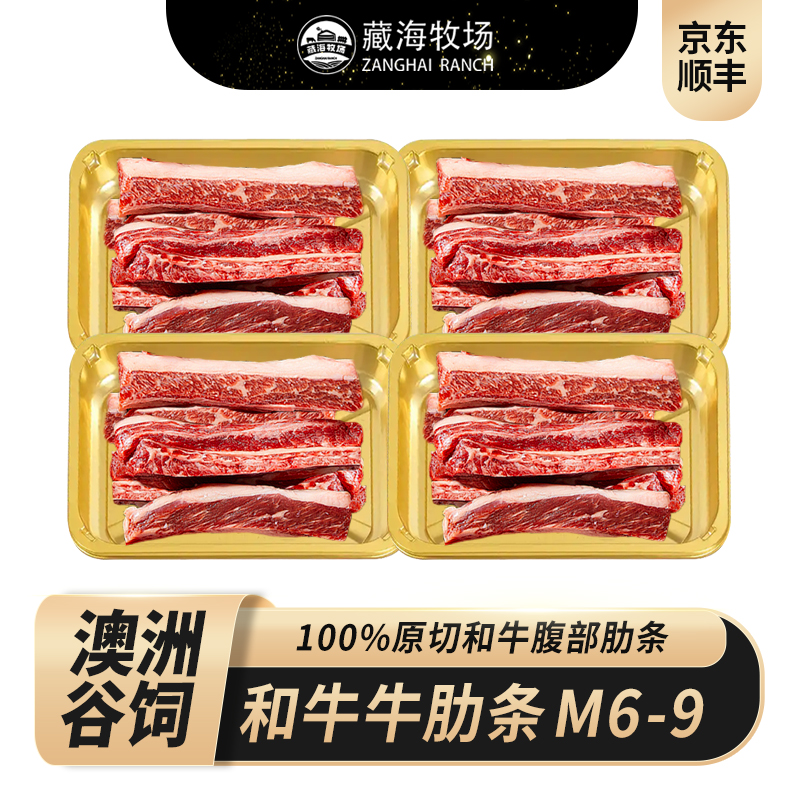 藏海牧场和牛牛肋条M6-9新鲜进口原切牛肋条牛肉500g*4盒烧烤烤肉