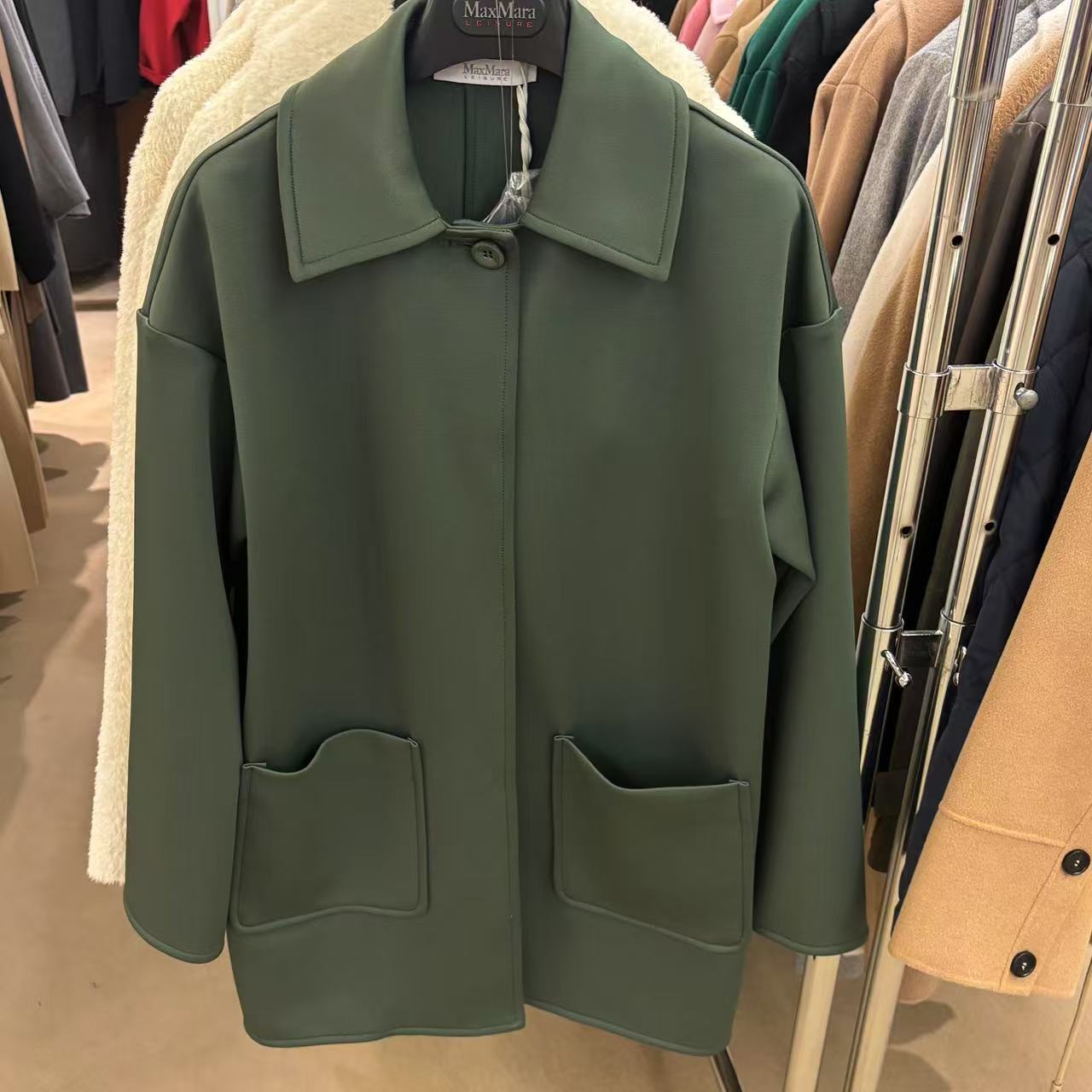全新未使用 MaxMara rauche 纯色翻领气质衬衫