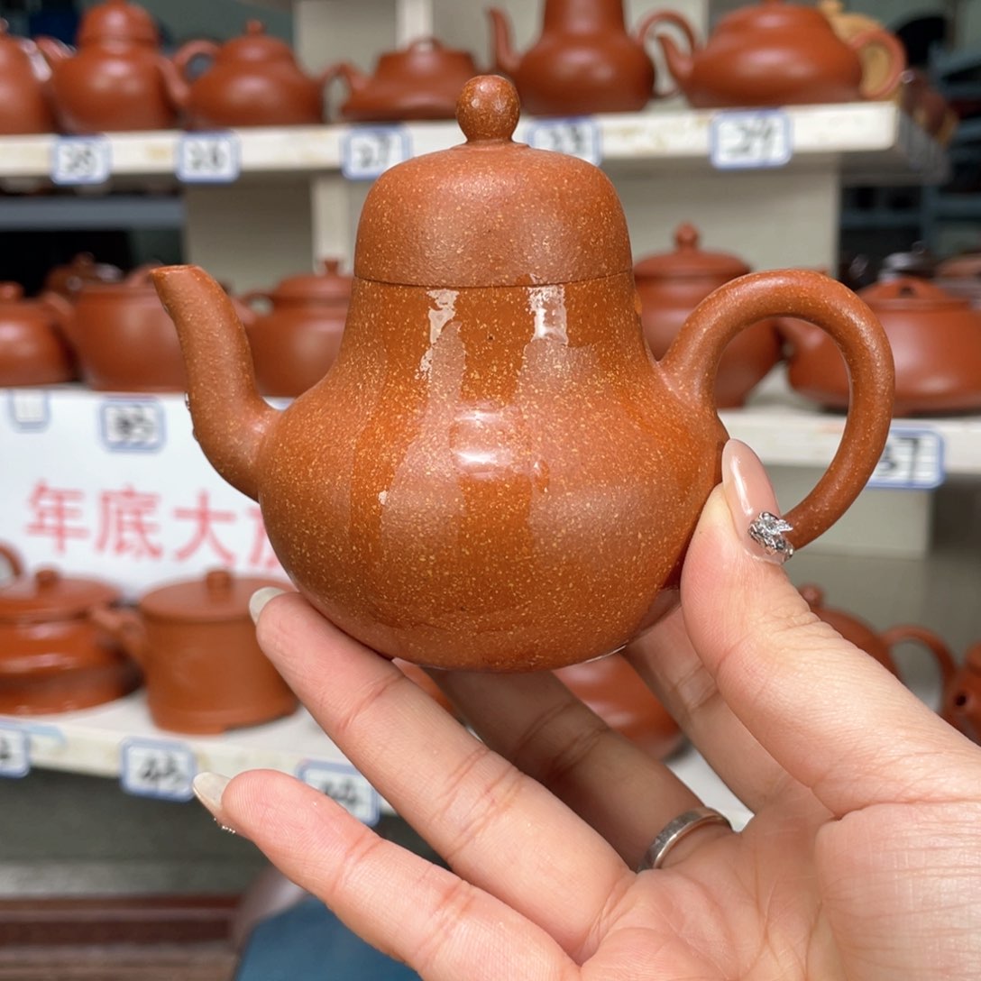 紫砂茶壶红降坡全手140毫升