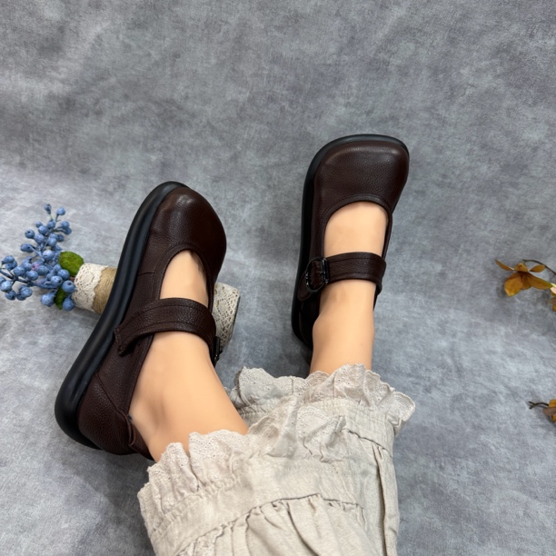 俏皮匠原创手工真皮厚底玛丽珍鞋浅口单鞋女春夏2025新款大头鞋